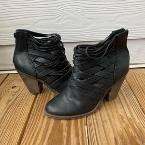 Black Vegan Leather High Heeled Boots